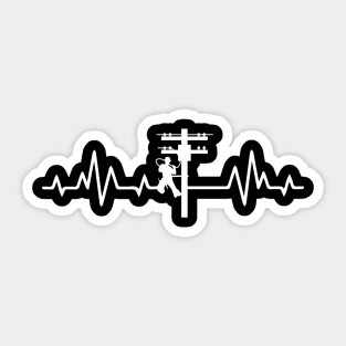 Lineman heartbeat, line worker ekg design Sticker